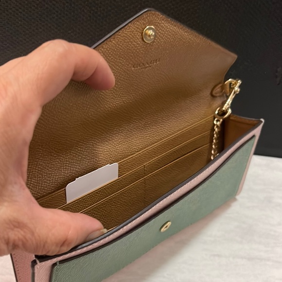 Coach Slim Envelope Wallet With Chain - Picture 9 of 13